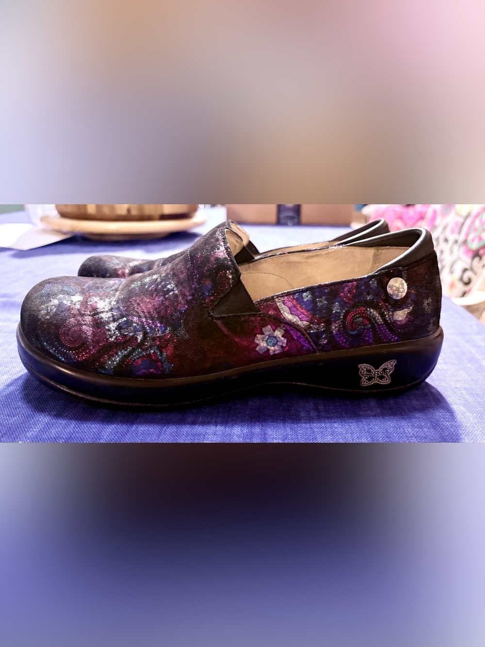 Alegria by PG Lite KEL-753 Women's Slip-On Shoes/Clogs. multicolor paisley.